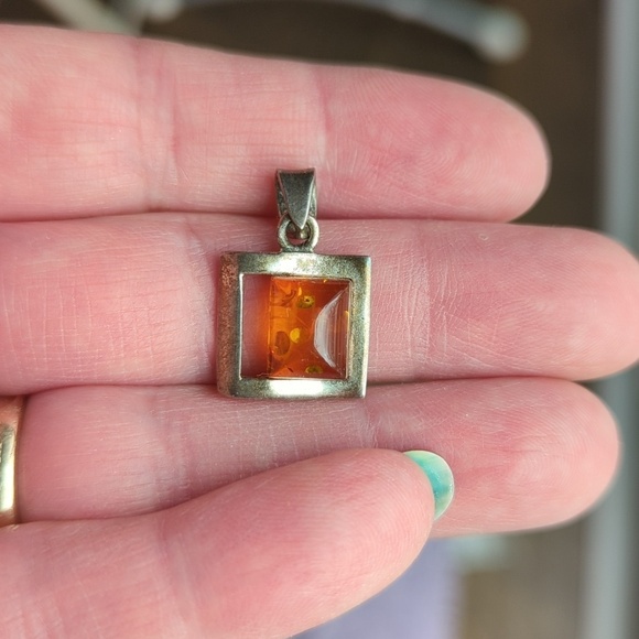 Sterling Silver Jewelry - Silver Amber charm